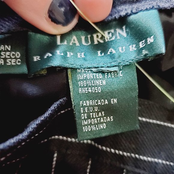 RALPH LAUREN 100% Linen High Rise Pinstriped Pants - Picture 7 of 7